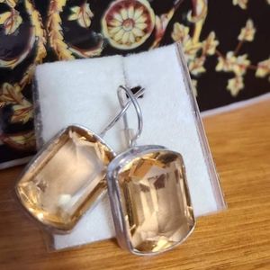 Citrine & 875 Silver Earrings